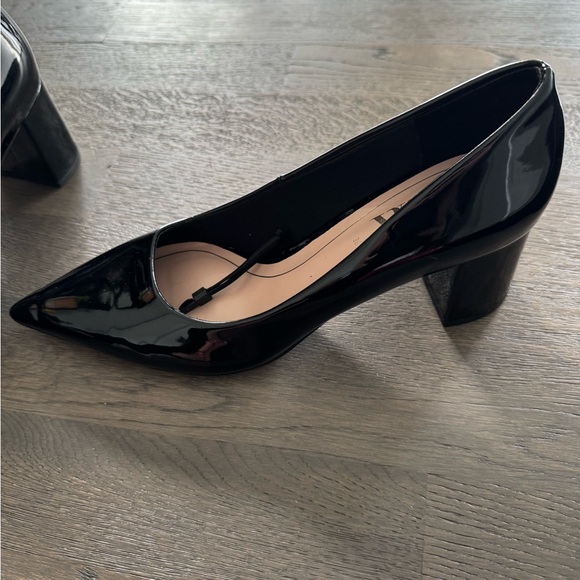 Zara black Patent Block Heel Shoes - Picture 2 of 3